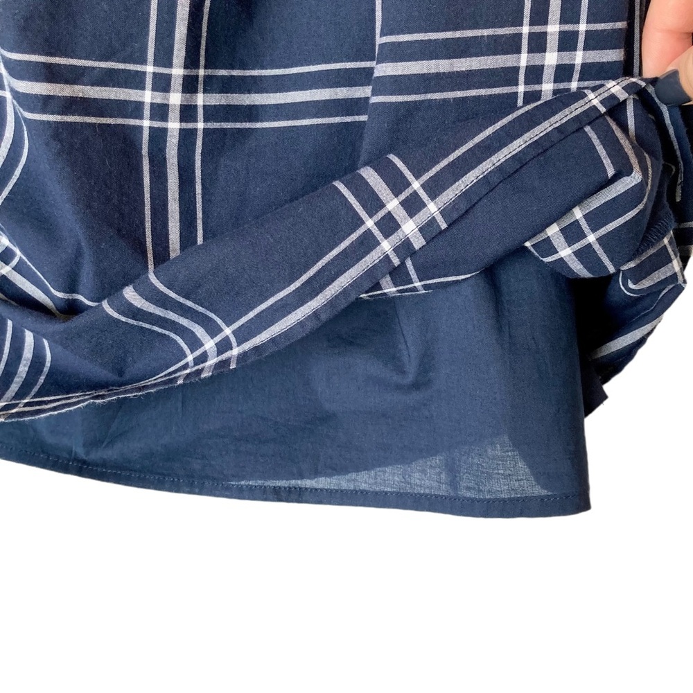 Abercrombie & Fitch Women’s off-the shoulder puff sleeves navy plaid dress Sz M - Picture 8 of 15